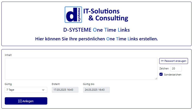 Einmallinks erstellen