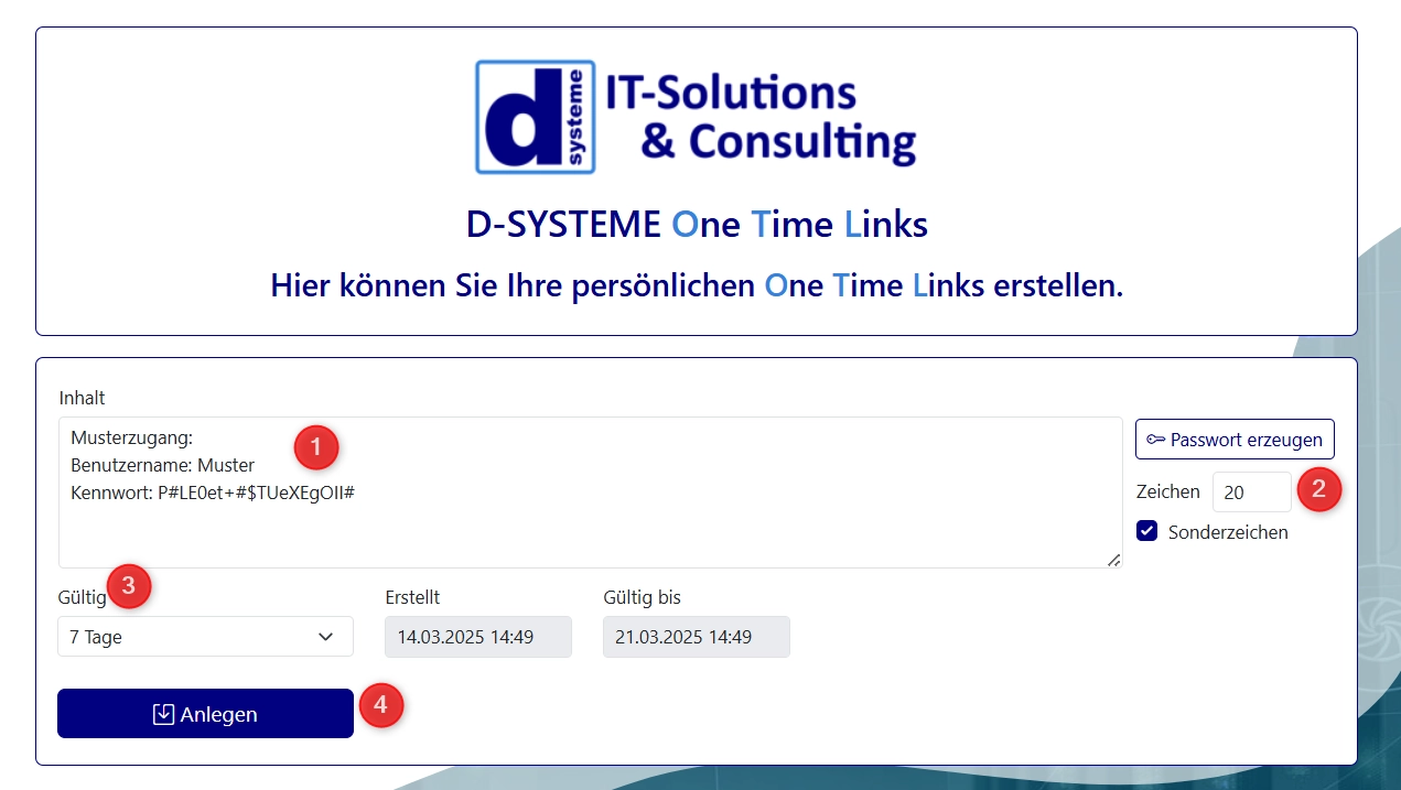 OTL Zugangsdaten sicher teilen